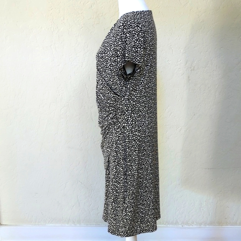The Limited Black White Dot Short Sleeve Surplice Faux Wrap Dress Size Large - Picture 5 of 9